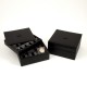 Black Leather Stacked Valet for 6 Watches and 20 Cufflinks with Lid